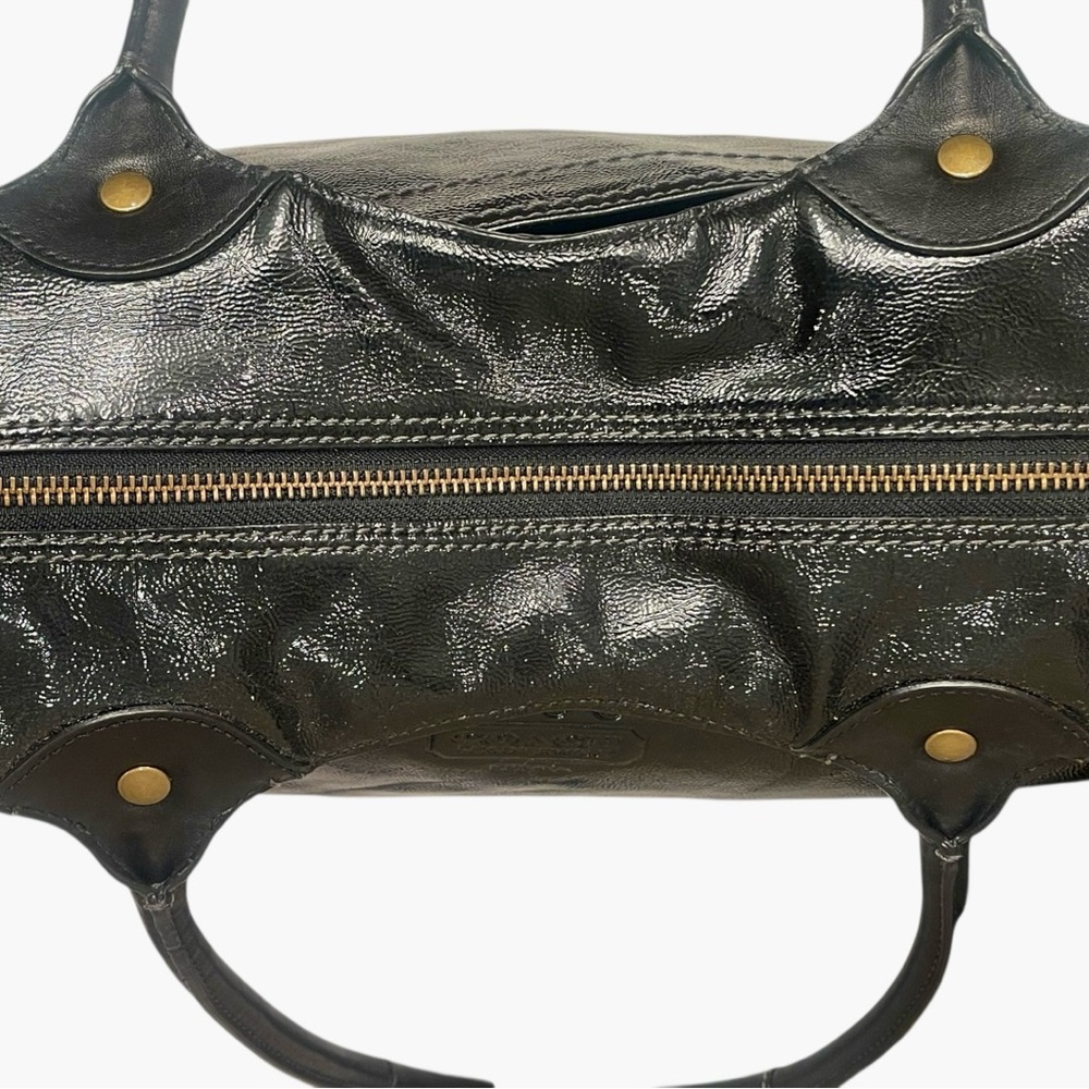 COACH Bleecker NO FLAWS Crinkled Patent Calfskin Leather Bag in Black | LIKE NEW - Picture 12 of 15